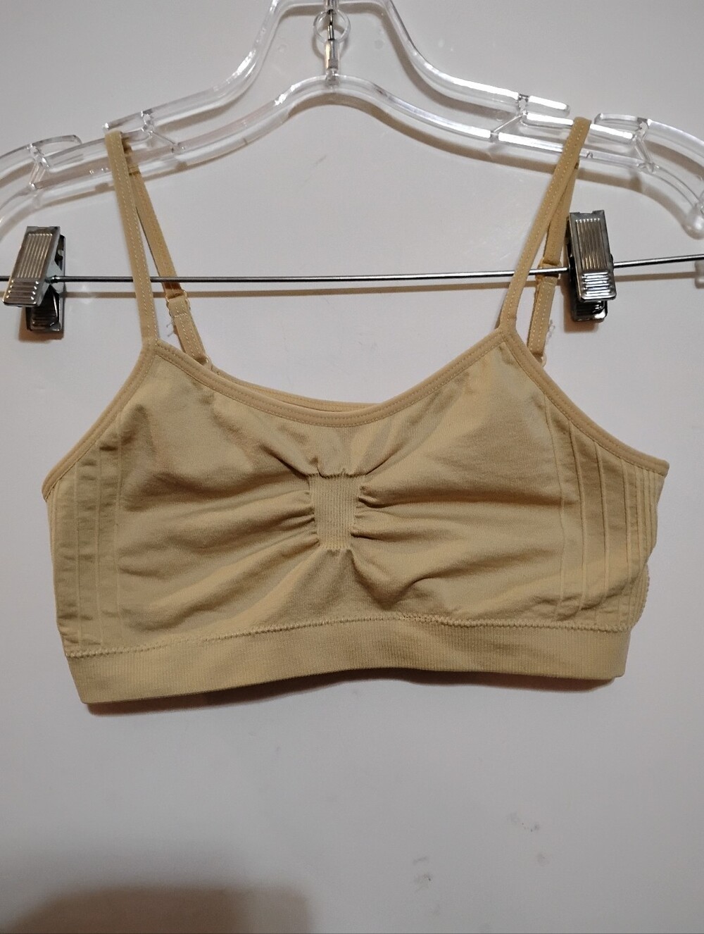 KALON Light Beige Ruched Bralette 92% NYLON 8% Spandex Junior S/M